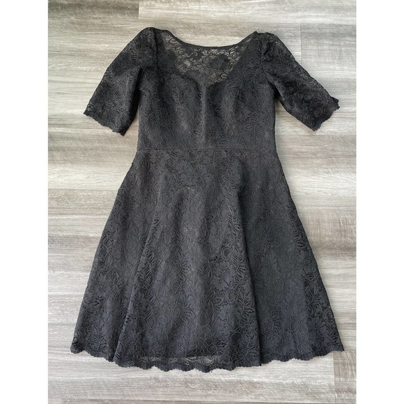 David’s Bridal Black Lace Mini Dress Size 10 Wedding Formal V-Back Sweetheart L1 - Picture 1 of 6